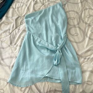 Lucy in the sky tie front baby blue dress